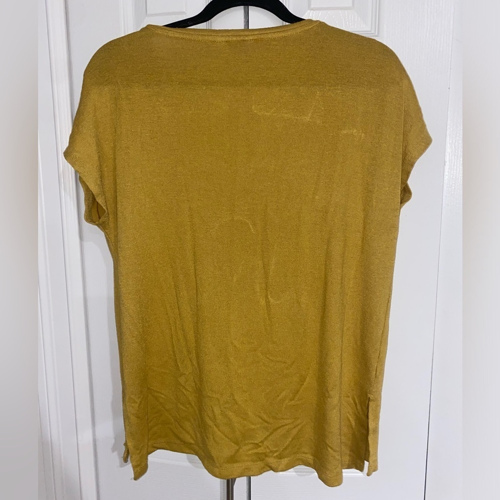 Orvis Yellow Tunic Knit Top Blouse Sleeveless Shirt Size Med V Neck - Picture 6 of 7